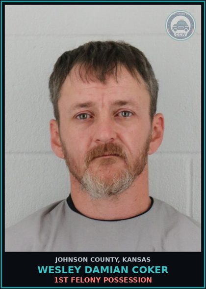 CCW arrest card for WESLEY DAMIAN COKER in Johnson County: 1ST FELONY POSSESSION