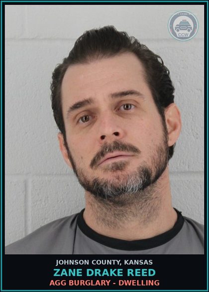CCW arrest card for ZANE DRAKE REED in Johnson County: AGG BURGLARY - DWELLING
