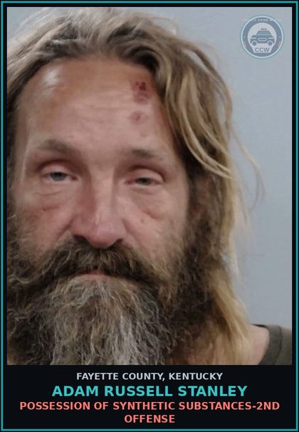 CCW arrest card for ADAM RUSSELL STANLEY in Fayette County: ALCOHOL INTOXICATION IN A PUBLIC PLACE-1ST & 2ND O