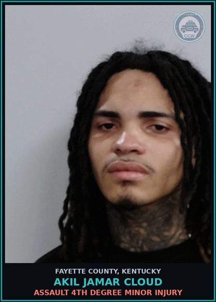 CCW arrest card for AKIL JAMAR CLOUD in Fayette County: ASSAULT 4TH DEGREE MINOR INJURY
