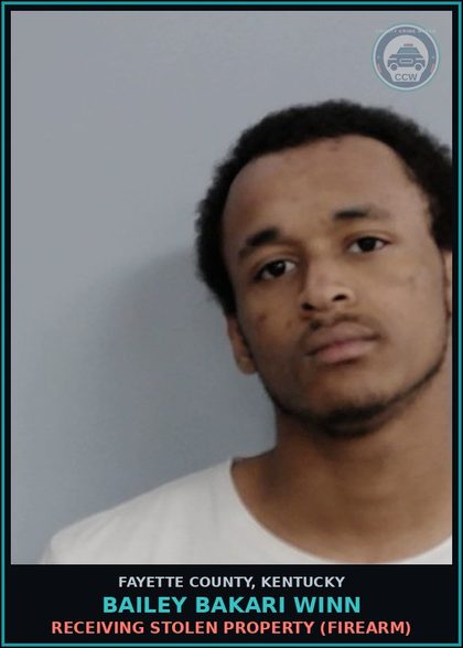 CCW arrest card for BAILEY BAKARI WINN in Fayette County: CARRYING A CONCEALED DEADLY WEAPON (M)