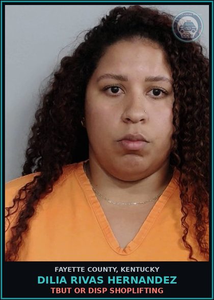 CCW arrest card for DILIA RIVAS HERNANDEZ in Fayette County: TBUT OR DISP SHOPLIFTING