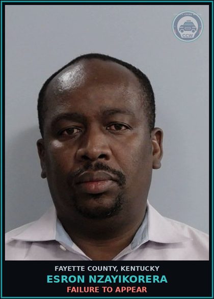CCW arrest card for ESRON NZAYIKORERA in Fayette County: FAILURE TO APPEAR