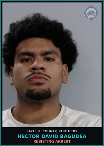 CCW arrest card for HECTOR DAVID BAGUDEA in Fayette County: MENACING