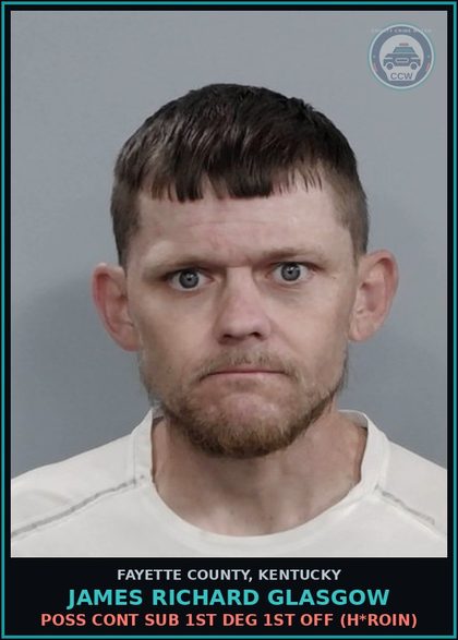 CCW arrest card for JAMES RICHARD GLASGOW in Fayette County: FAILURE TO WEAR SEAT BELTS