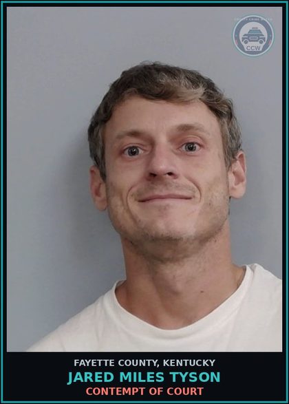 CCW arrest card for JARED MILES TYSON in Fayette County: CONTEMPT OF COURT