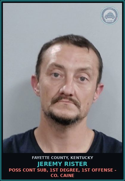 CCW arrest card for JEREMY RISTER in Fayette County: DRUG PARAPHERNALIA - BUY/POSSESS