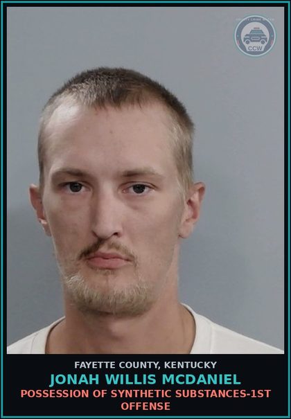 CCW arrest card for JONAH WILLIS MCDANIEL in Fayette County: PUBLIC INTOXICATION CONTROLLED SUBS (EXCLUDES ALC