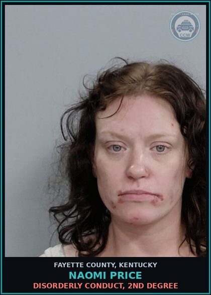 CCW arrest card for NAOMI PRICE in Fayette County: DISORDERLY CONDUCT, 2ND DEGREE