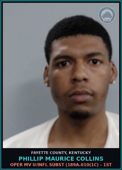 CCW arrest card for PHILLIP MAURICE COLLINS in Fayette County: OPER MV U/INFL SUBST (189A.010(1C) - 1ST