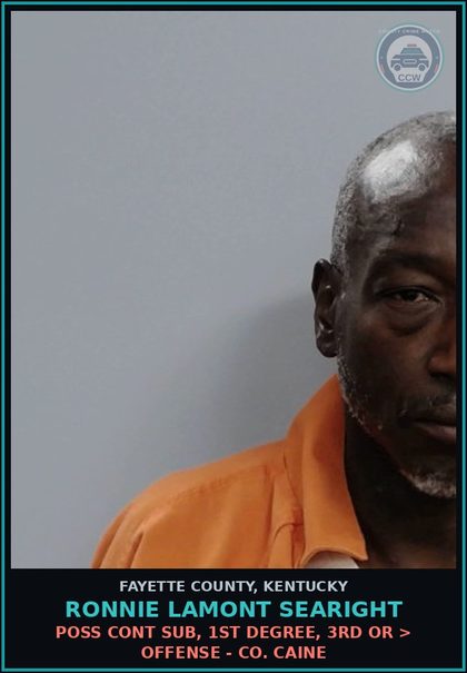 CCW arrest card for RONNIE LAMONT SEARIGHT in Fayette County: DISREGARDING STOP SIGN