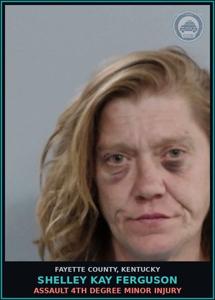 CCW arrest card for SHELLEY KAY FERGUSON in Fayette County: ASSAULT 4TH DEGREE MINOR INJURY