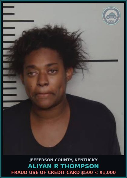CCW arrest card for Aliyan R Thompson in Jefferson County: TBUT OR DISP ALL OTHERS $500 < $1,000