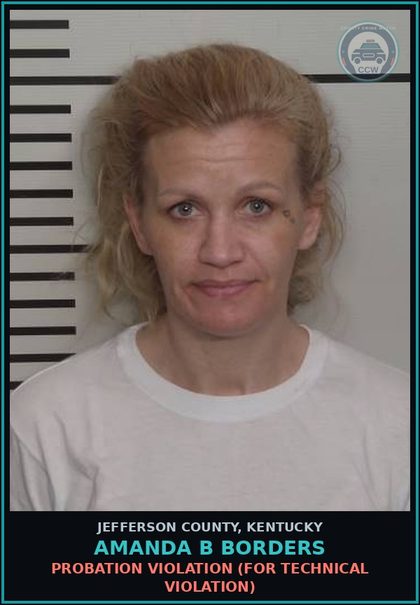 CCW arrest card for Amanda B Borders in Jefferson County: PROBATION VIOLATION (FOR TECHNICAL VIOLATION)