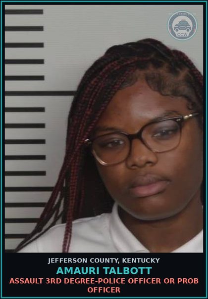 CCW arrest card for Amauri Talbott in Jefferson County: ASSAULT 3RD DEGREE-POLICE OFFICER OR PROB OFFICER