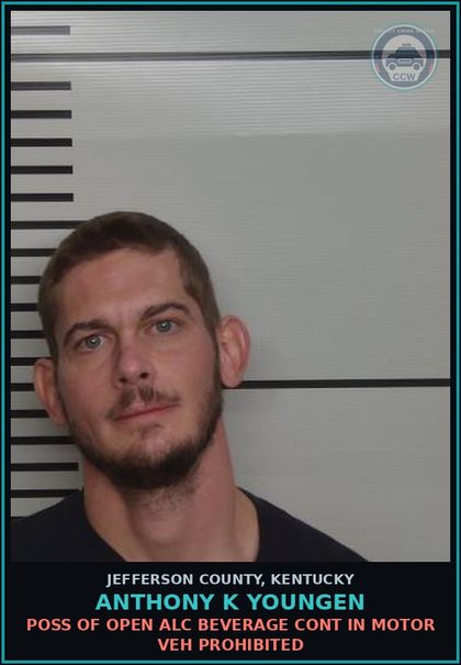 CCW arrest card for Anthony K Youngen in Jefferson County: OPER MTR VEHICLE U/INFL ALC (189A.010(1B) - 1ST