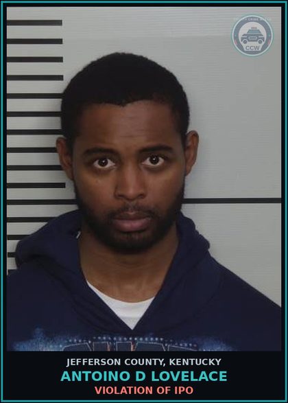 CCW arrest card for Antoino D Lovelace in Jefferson County: VIOLATION OF IPO