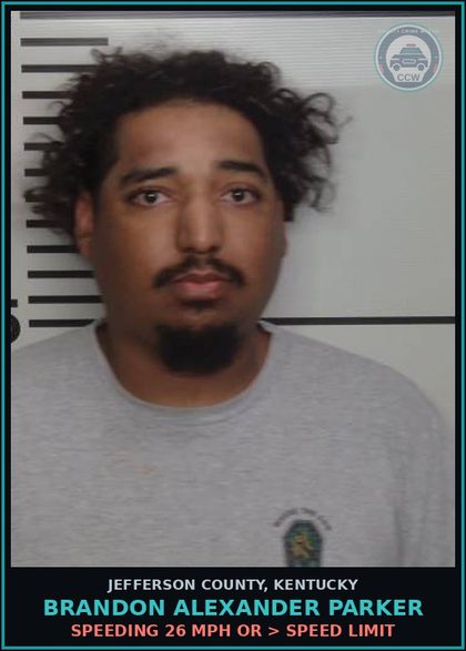 CCW arrest card for Brandon Alexander Parker in Jefferson County: SPEEDING 26 MPH OR > SPEED LIMIT