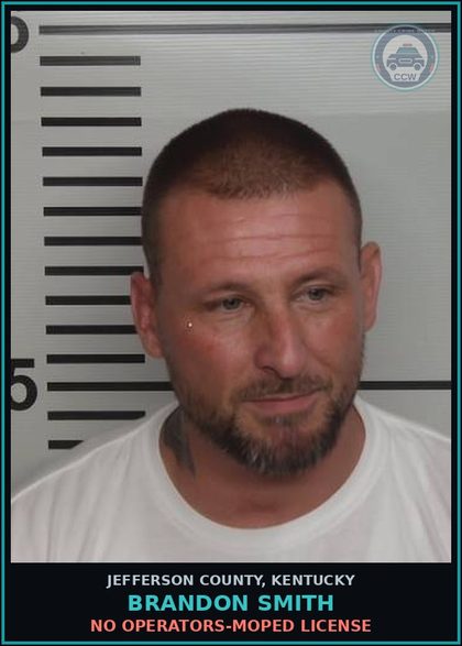 CCW arrest card for Brandon Smith in Jefferson County: NO OPERATORS-MOPED LICENSE