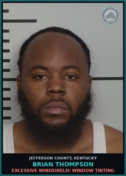 CCW arrest card for Brian Thompson in Jefferson County: EXCESSIVE WINDSHIELD/ WINDOW TINTING