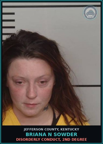 CCW arrest card for Briana N Sowder in Jefferson County: ALCOHOL INTOX IN A PUBLIC PLACE (1ST & 2ND OFFENSE