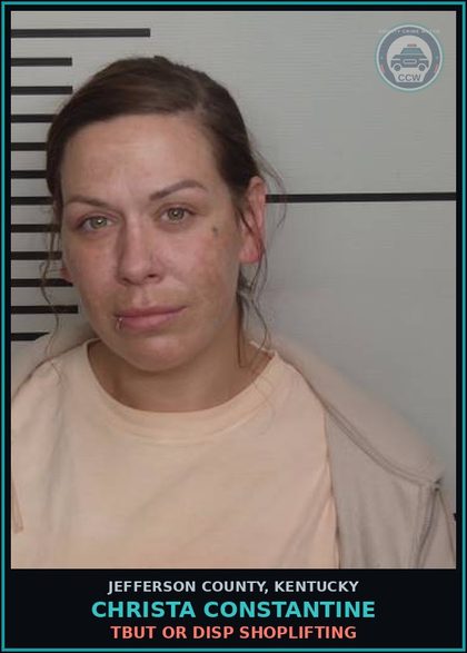 CCW arrest card for Christa Constantine in Jefferson County: TBUT OR DISP SHOPLIFTING
