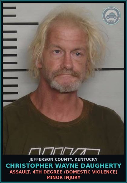 CCW arrest card for Christopher Wayne Daugherty in Jefferson County: PROBATION VIOLATION (FOR MISDEMEANOR OFFENSE)