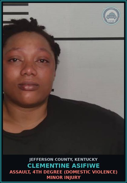 CCW arrest card for Clementine Asifiwe in Jefferson County: ASSAULT, 4TH DEGREE (DOMESTIC VIOLENCE) MINOR INJURY