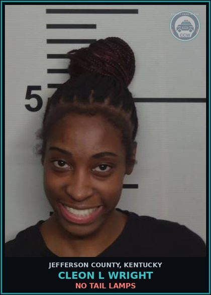 CCW arrest card for Cleon L Wright in Jefferson County: NO TAIL LAMPS