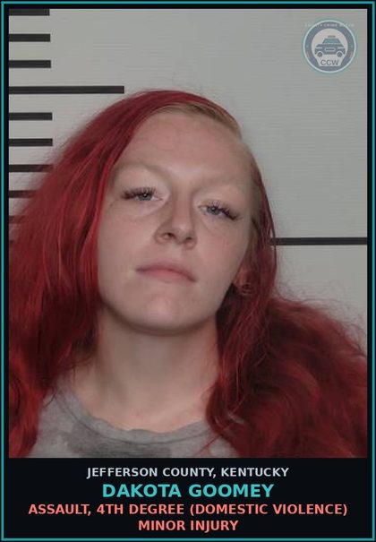 CCW arrest card for Dakota Goomey in Jefferson County: ASSAULT, 4TH DEGREE (DOMESTIC VIOLENCE) MINOR INJURY