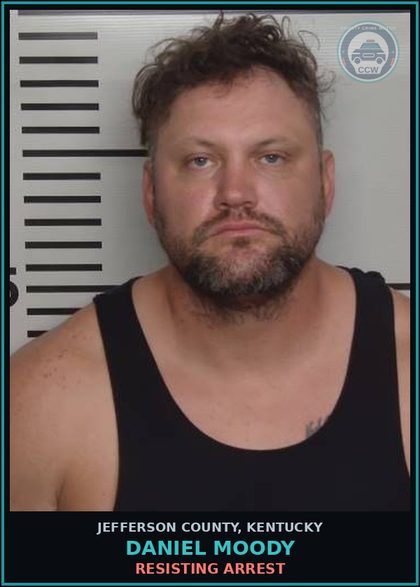 CCW arrest card for Daniel Moody in Jefferson County: ALCOHOL INTOX IN A PUBLIC PLACE (1ST & 2ND OFFENSE