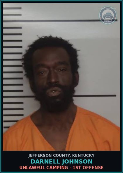 CCW arrest card for Darnell Johnson in Jefferson County: UNLAWFUL CAMPING - 1ST OFFENSE