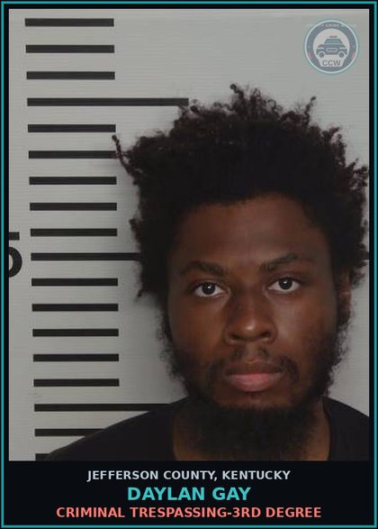 CCW arrest card for Daylan Gay in Jefferson County: CRIMINAL TRESPASSING-3RD DEGREE