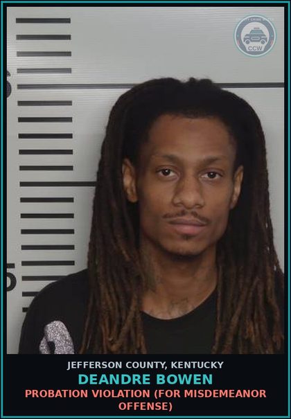 CCW arrest card for Deandre Bowen in Jefferson County: FAILURE OF OWNER TO MAINTAIN REQUIRED INS/SEC, 1ST OFF