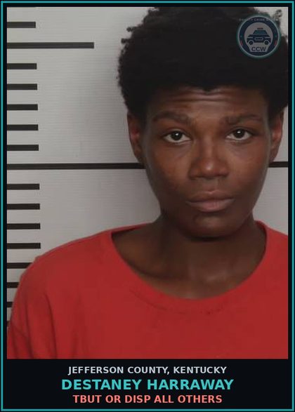 CCW arrest card for Destaney Harraway in Jefferson County: TBUT OR DISP ALL OTHERS