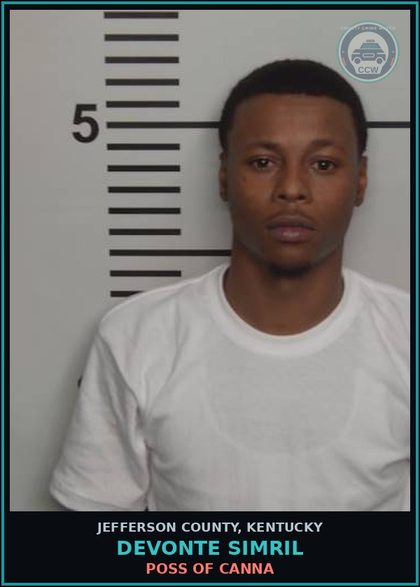 CCW arrest card for Devonte Simril in Jefferson County: POSS OF Canna