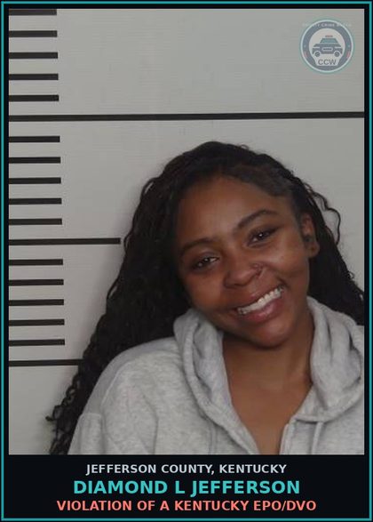 CCW arrest card for Diamond L Jefferson in Jefferson County: VIOLATION OF A KENTUCKY EPO/DVO