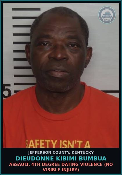 CCW arrest card for Dieudonne Kibimi Bumbua in Jefferson County: ASSAULT, 4TH DEGREE DATING VIOLENCE (NO VISIBLE INJURY)