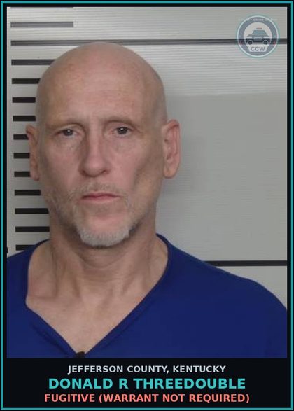 CCW arrest card for Donald R Threedouble in Jefferson County: FUGITIVE (WARRANT NOT REQUIRED)