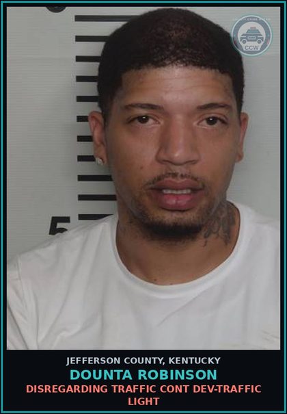 CCW arrest card for Dounta Robinson in Jefferson County: DISREGARDING TRAFFIC CONT DEV-TRAFFIC LIGHT