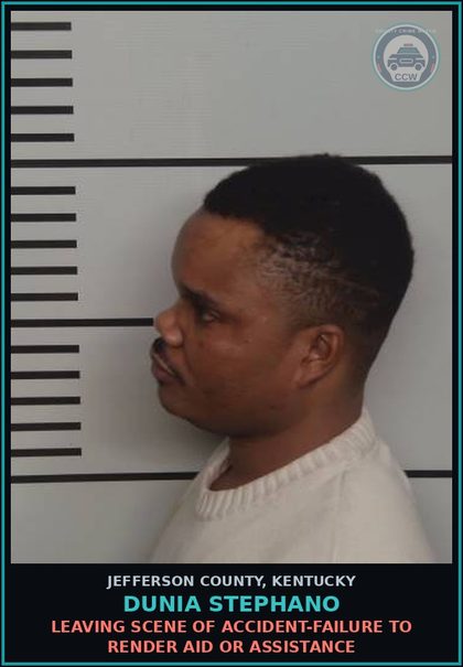 CCW arrest card for Dunia Stephano in Jefferson County: LEAVING SCENE OF ACCIDENT-FAILURE TO RENDER AID OR ASSISTANCE