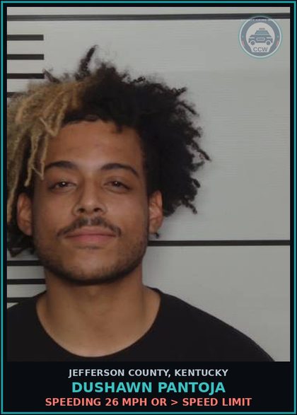 CCW arrest card for Dushawn Pantoja in Jefferson County: SPEEDING 26 MPH OR > SPEED LIMIT