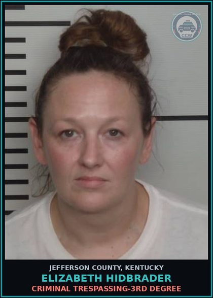 CCW arrest card for Elizabeth Hidbrader in Jefferson County: OPERATING ON SUS OR REV OPER LICENSE