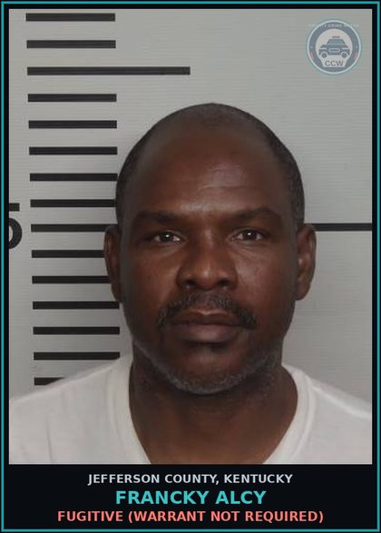 CCW arrest card for Francky Alcy in Jefferson County: FUGITIVE (WARRANT NOT REQUIRED)