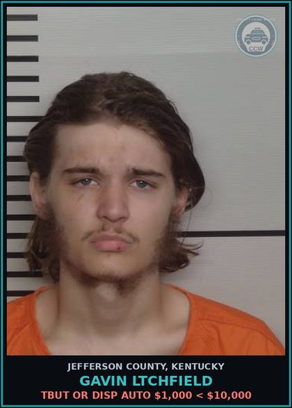 CCW arrest card for Gavin Ltchfield in Jefferson County: TBUT OR DISP AUTO $1,000 < $10,000