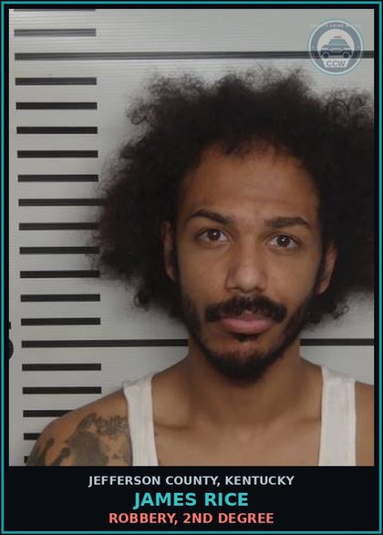 CCW arrest card for James Rice in Jefferson County: POSSESSION OF HANDGUN BY CONVICTED FELON