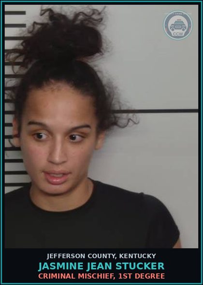 CCW arrest card for Jasmine Jean Stucker in Jefferson County: CRIMINAL MISCHIEF, 1ST DEGREE