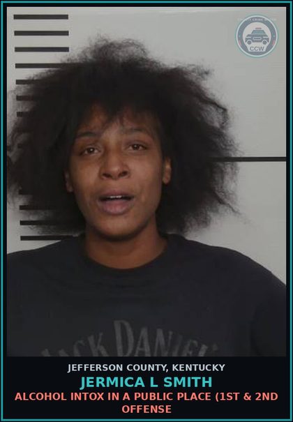 CCW arrest card for Jermica L Smith in Jefferson County: ALCOHOL INTOX IN A PUBLIC PLACE (1ST & 2ND OFFENSE