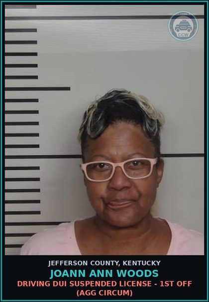 CCW arrest card for Joann Ann Woods in Jefferson County: CRIMINAL TRESPASSING-3RD DEGREE