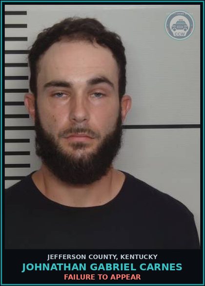 CCW arrest card for Johnathan Gabriel Carnes in Jefferson County: FAILURE TO APPEAR